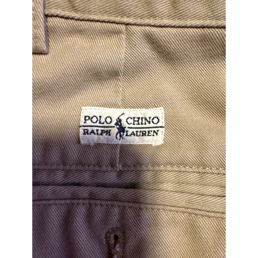 Polo Ralph Lauren Mens 36x32 Pleated Chino Pants Khaki Tan Cotton Straight Leg - Picture 4 of 5